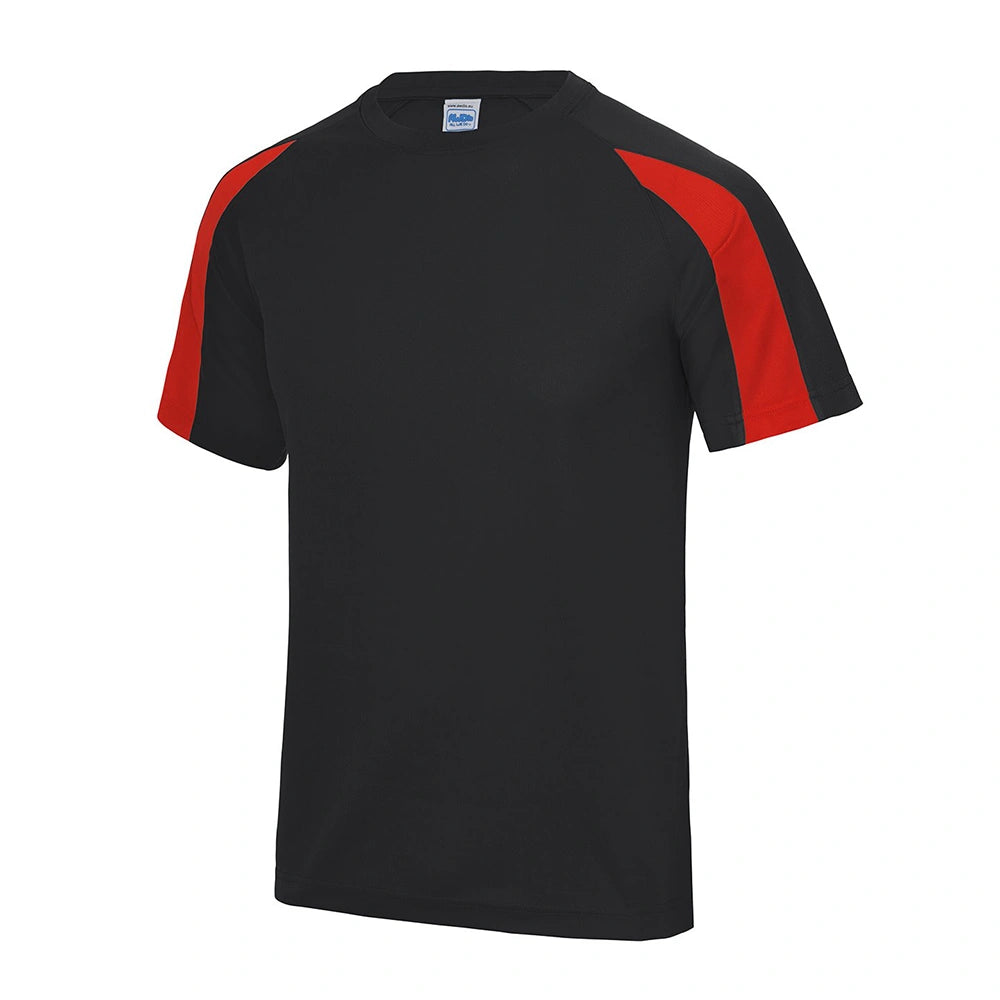 AWDis Cool Contrast Wicking T-Shirt jet black / fire red