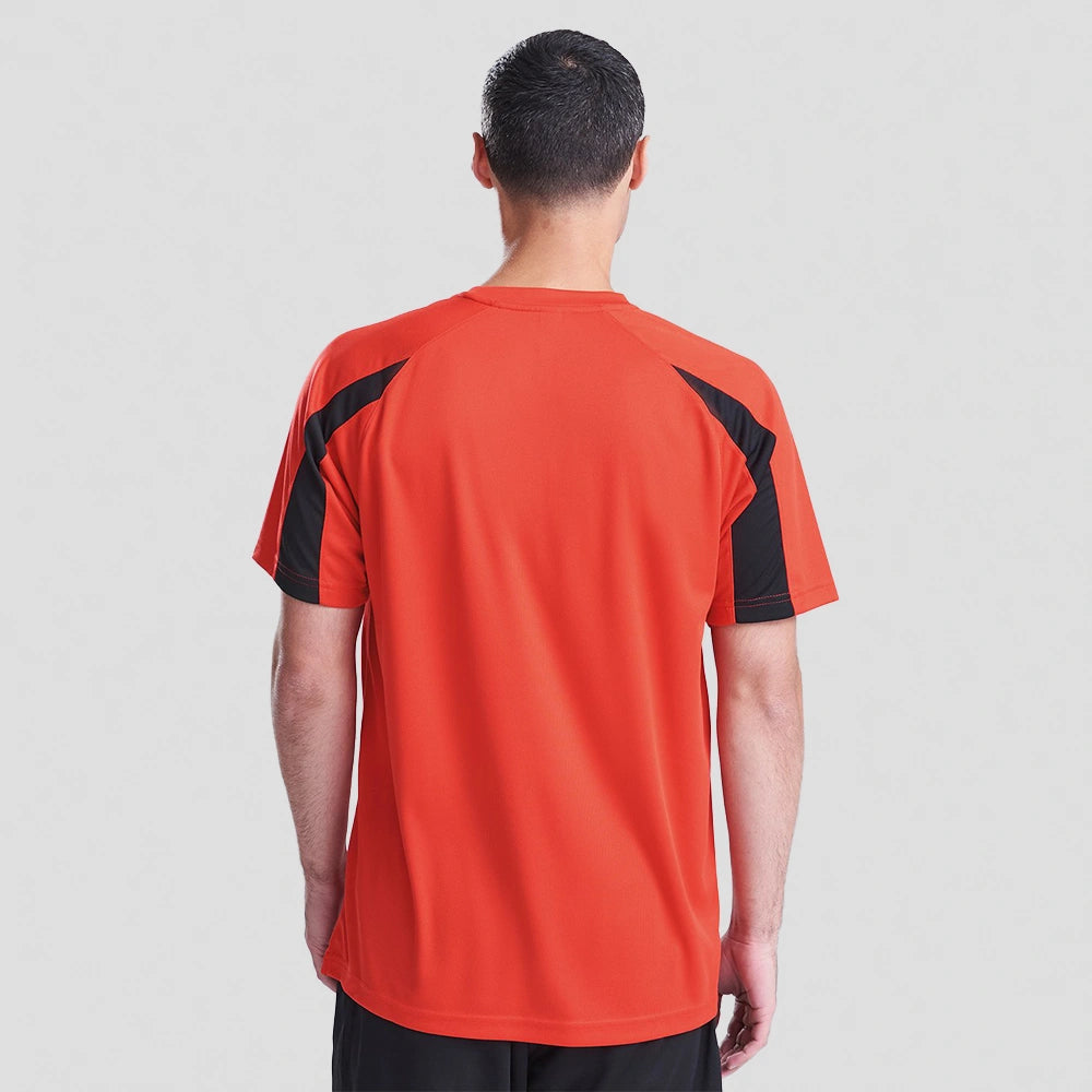 back view of model wearing AWDis Cool Contrast Wicking T-Shirt