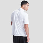 Rear view of Model wearing the AWDis Cool Smooth Polo Shirt JC021 in Arctic White