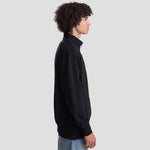 Side view of Model wearing the JH147 AWDis Campus Full Zip Sweatshirt in Deep Black