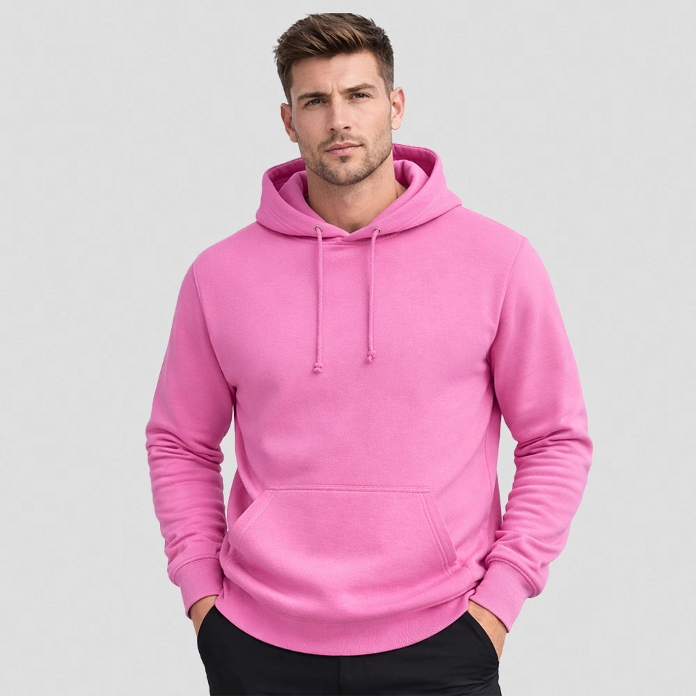 model wearing AWDis College Hoodie (Pink)