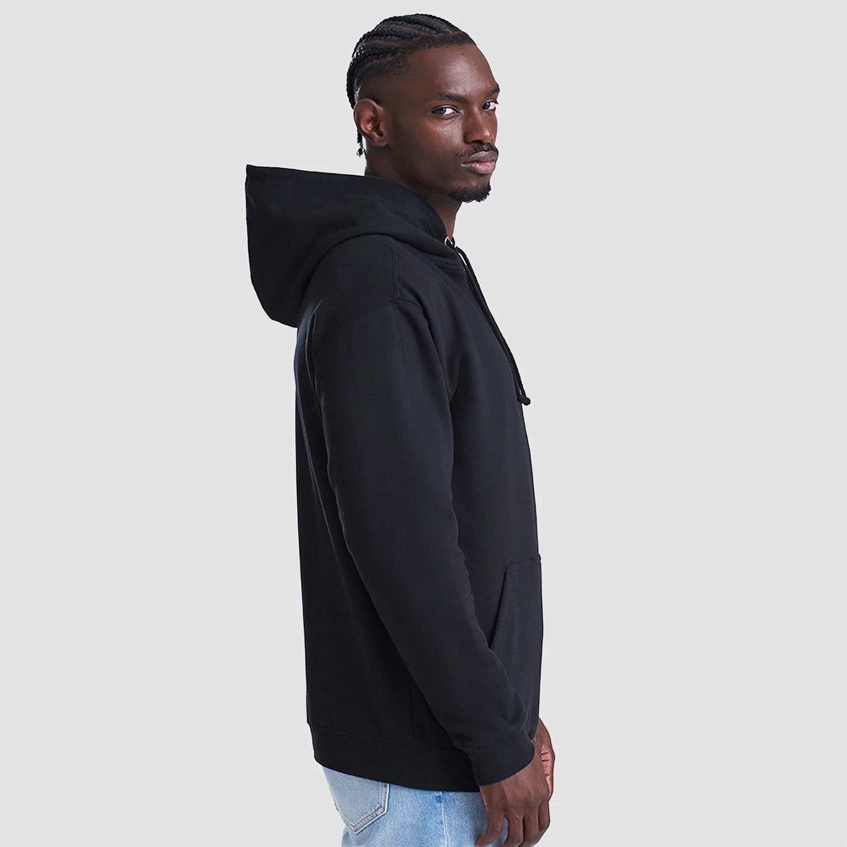 Side view of model wearing the Winsford ASC Team Hoodie