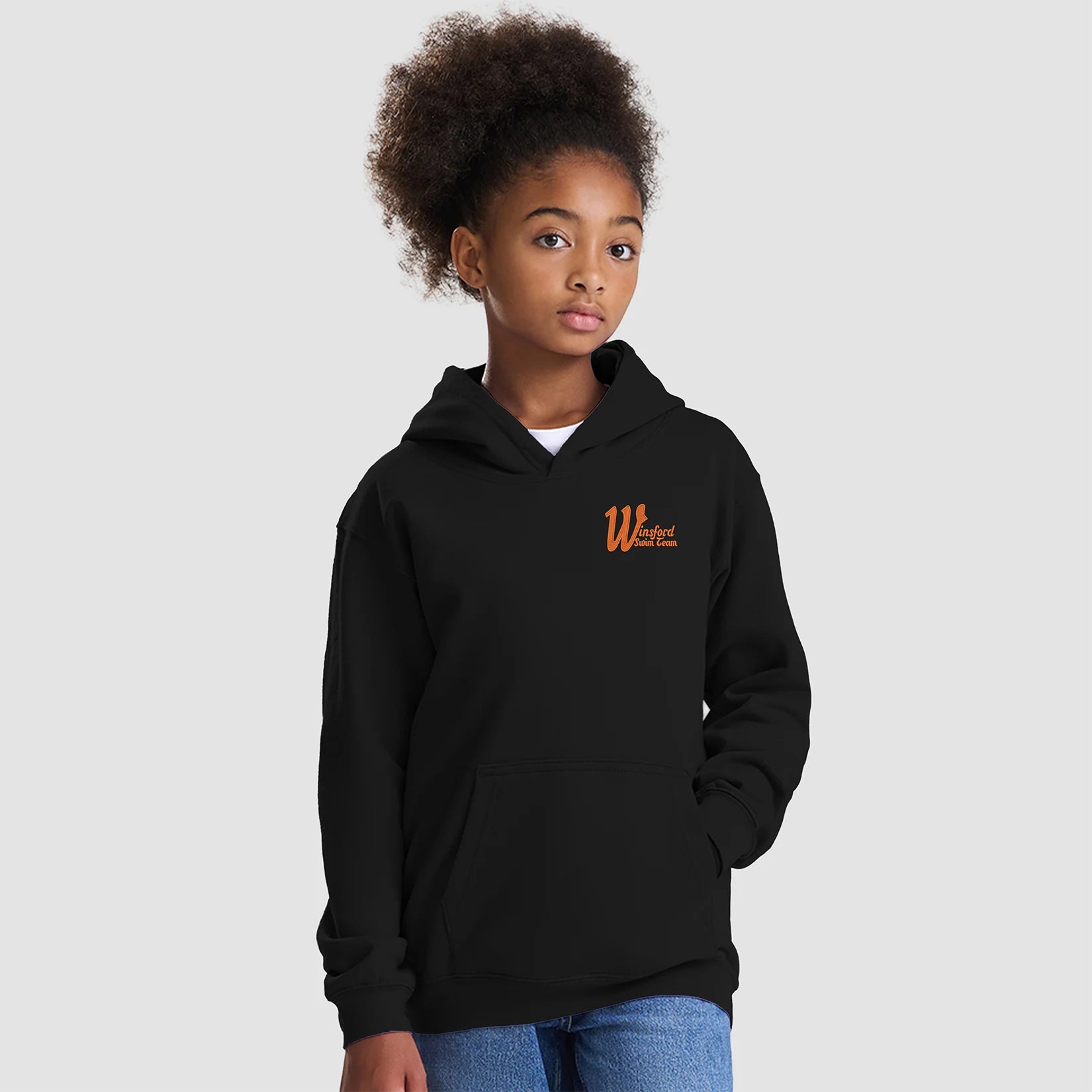 Model wearing the Winsford ASC Team Hoodie – Junior (Black) JH001B