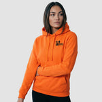 Model wearing the JH004 Winsford ASC Team Hoodie – Adult (Orange)