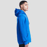 Side view of Model wearing the JH006 AWDis Sports Polyester Hoodie in Royal Blue