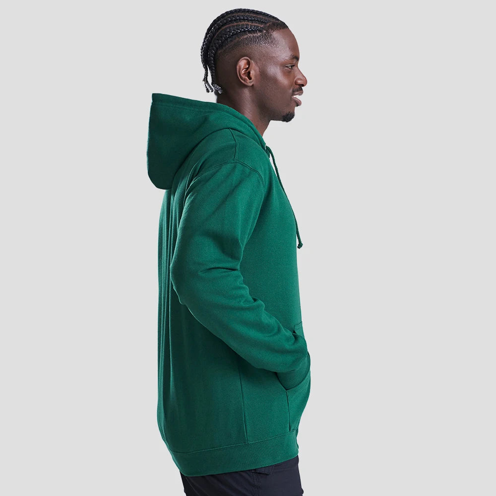 Side view of Model wearing the AWDis Zoodie JH050 in bottle green