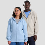 Two models wearing the AWDis Zoodie JH050