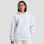 Model wearing the AWDis Heavyweight Signature Hoodie in Ash