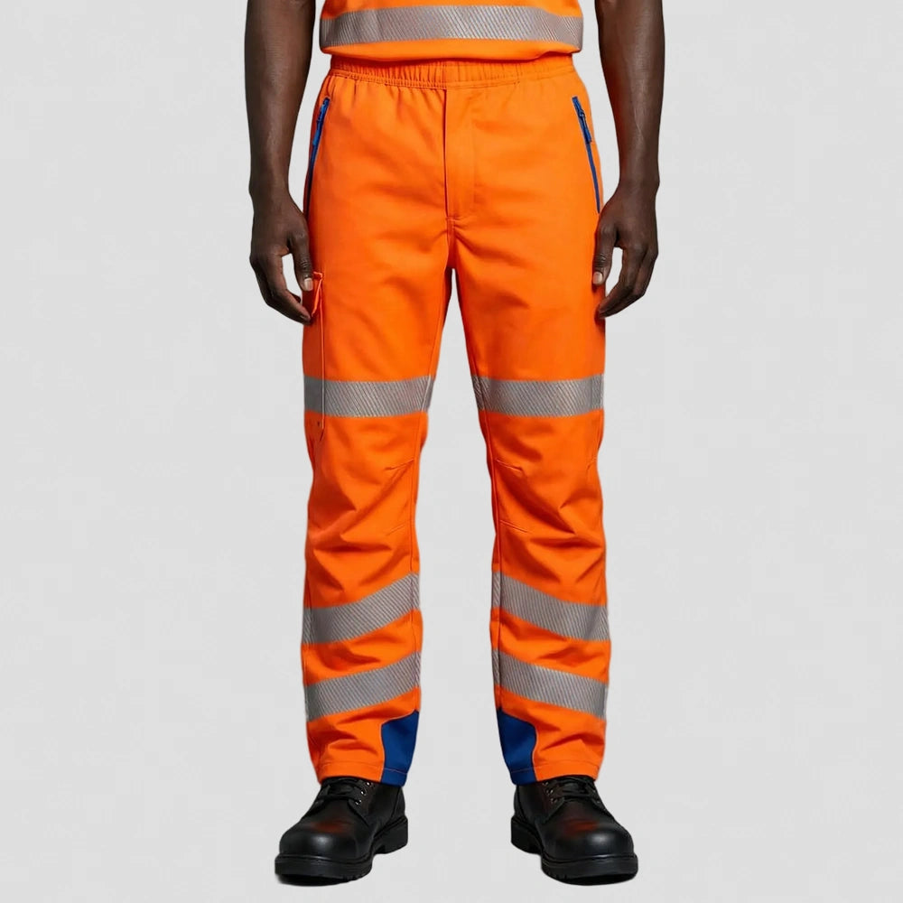 model wearing Lundy Leo Waterproof Overtrousers