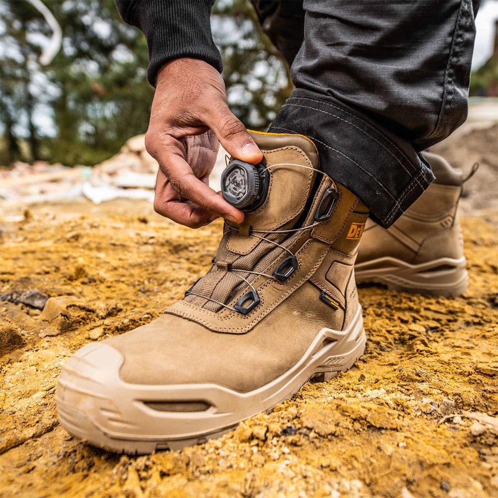 model wearing Lander Work Boots 