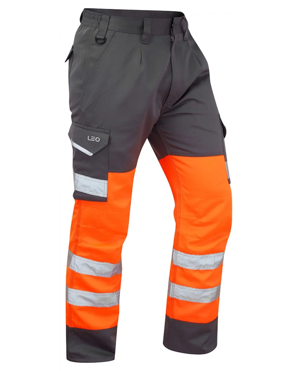The Leo Bideford Cargo Trousers in Orange/Grey