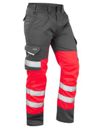The Leo Ecoviz Bideford Cargo Trousers in Red/Grey