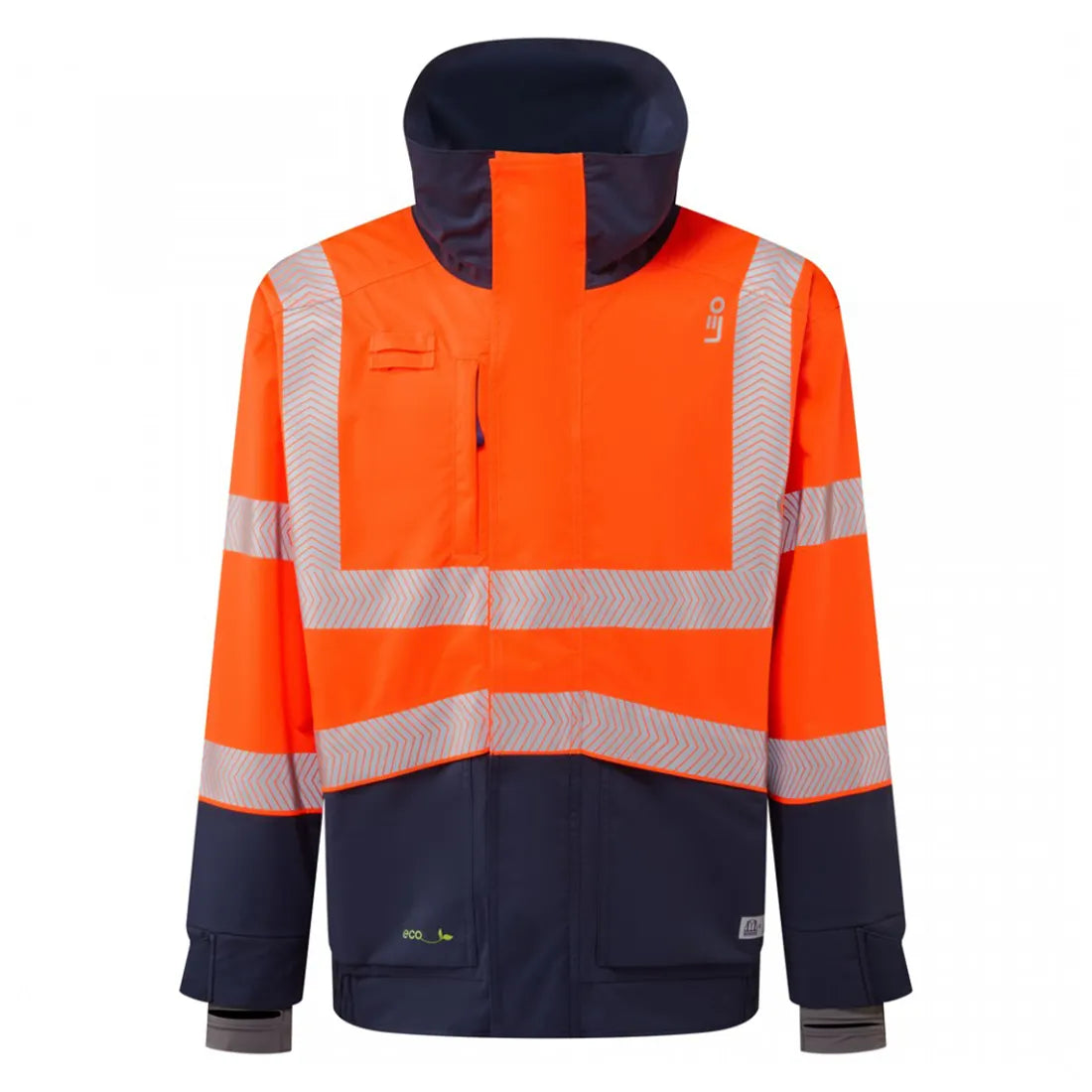 Leo Dartmoor EcoViz Breathable Bomber Jacket in Orange/Navy