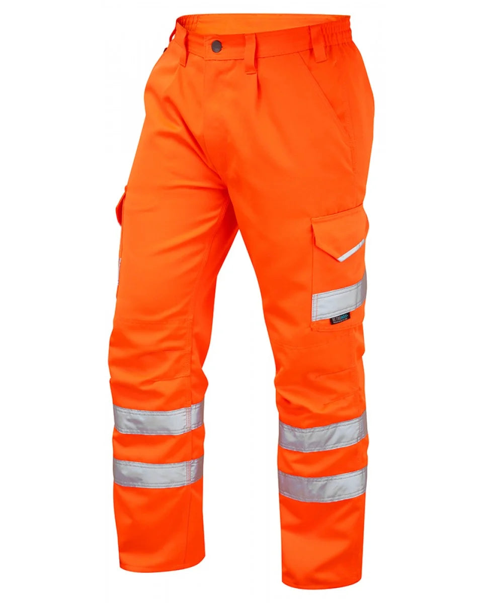 Alternative angle of the Leo Bideford Cargo Trousers in orange