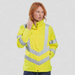 model wearing Women's Breathable Hi-Vis Rain Jacket