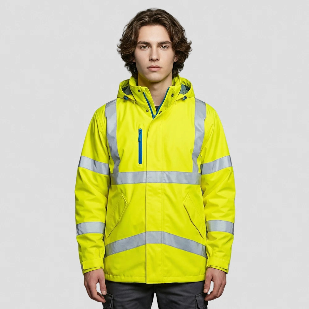 model wearing Marisco Leo Hi Vis Waterproof