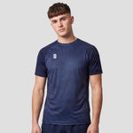 Model wearing the Men's Volt T-Shirt in Navy.