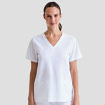 Model wearing the Onna by Premier Ladies Invincible Onna-Stretch Tunic in White