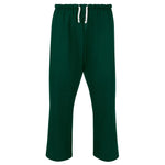 Green scrub trousers with a white drawstring on a white background