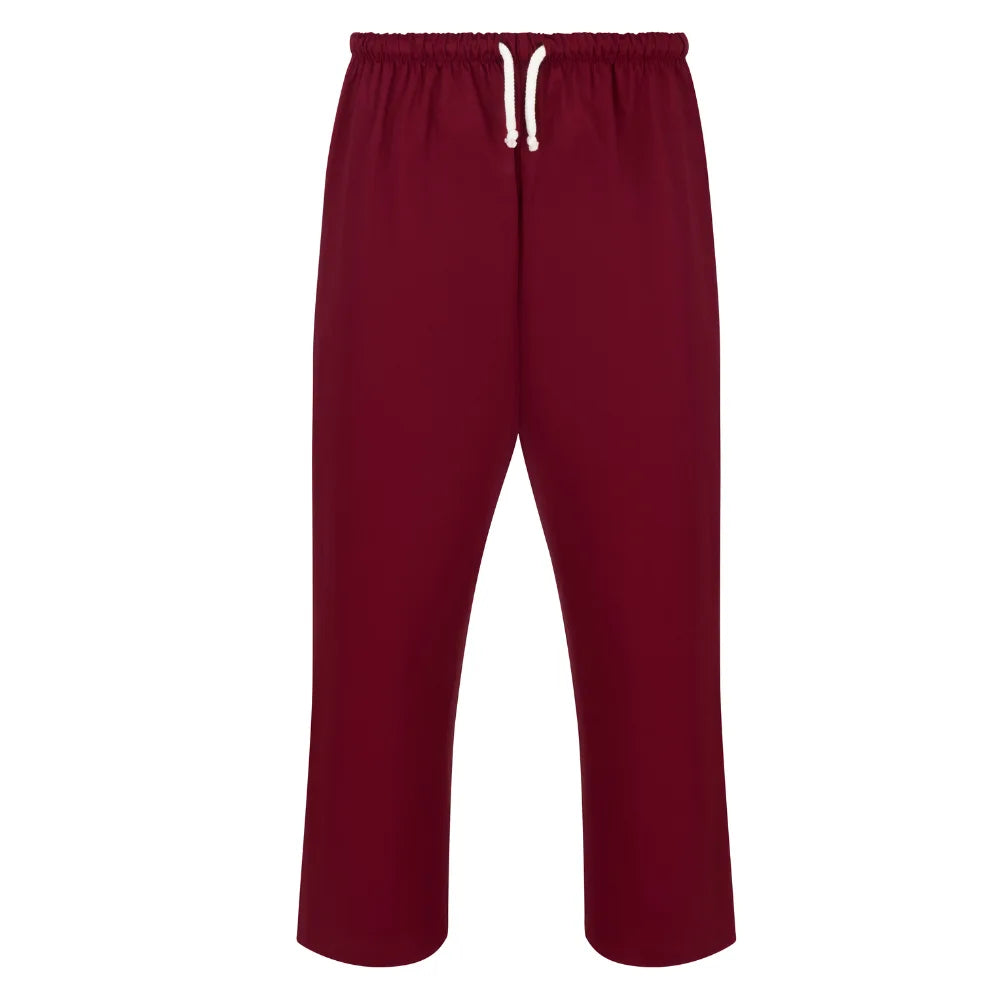 Maroon Orn Scrub Trousers with white drawstring