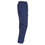Navy blue scrub pants side view on a white background