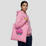 Model wearing Pink Fire Brigade Cotton Tote Bag