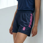Editorial shot of model wearing the Pink Fire Brigade Performance Gym Short DU020NA