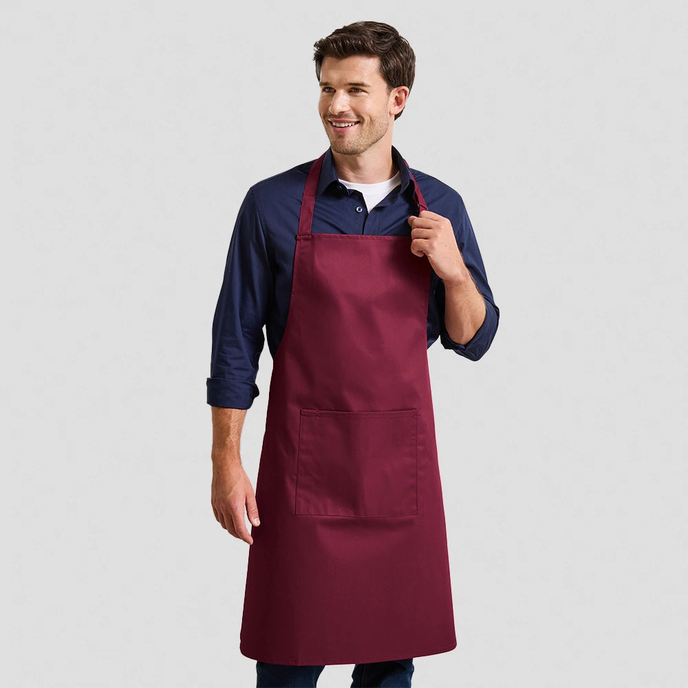 model wearing 'Colours' Bib Apron with Pocket
