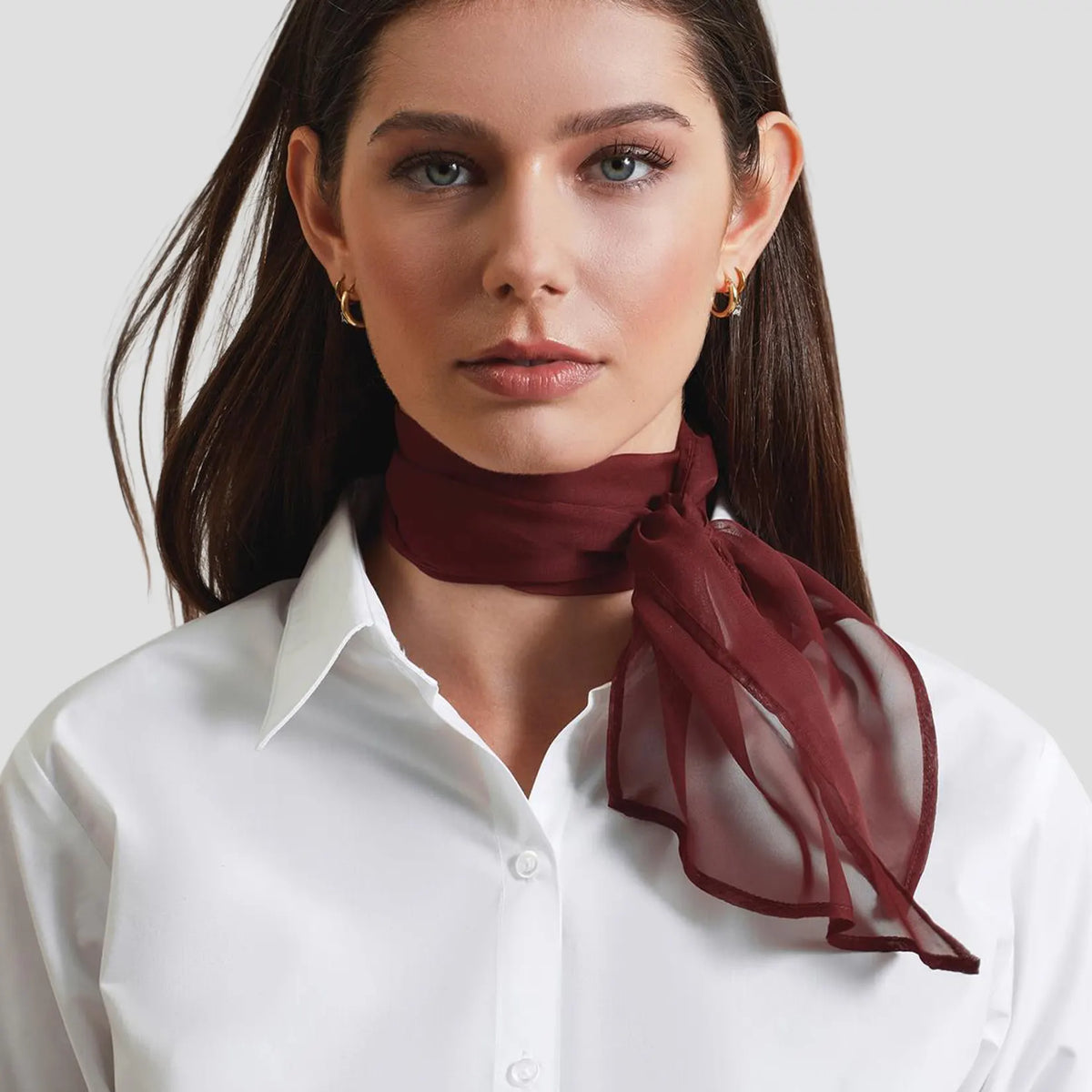 Model wearing the Premier 'Colours' Chiffon Scarf PR740.