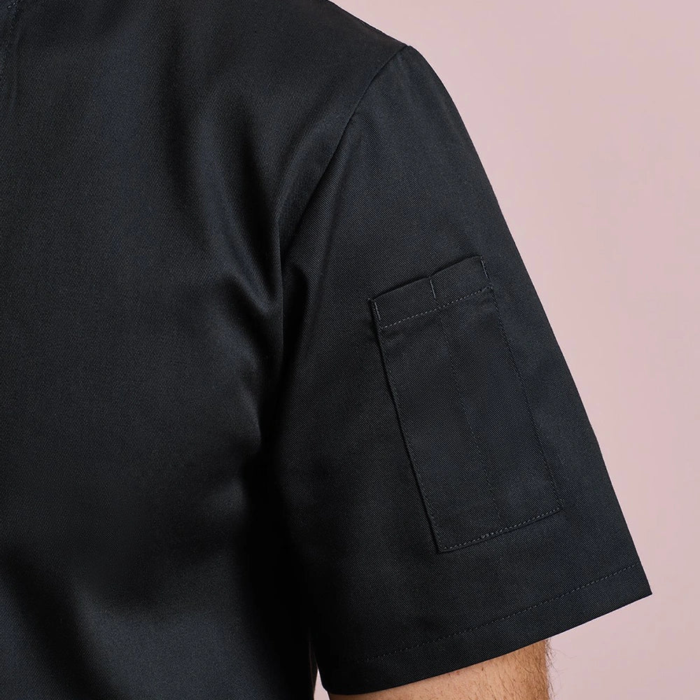 close up sleeve detail on Coolchecker® Short Sleeve Chef's Jacket