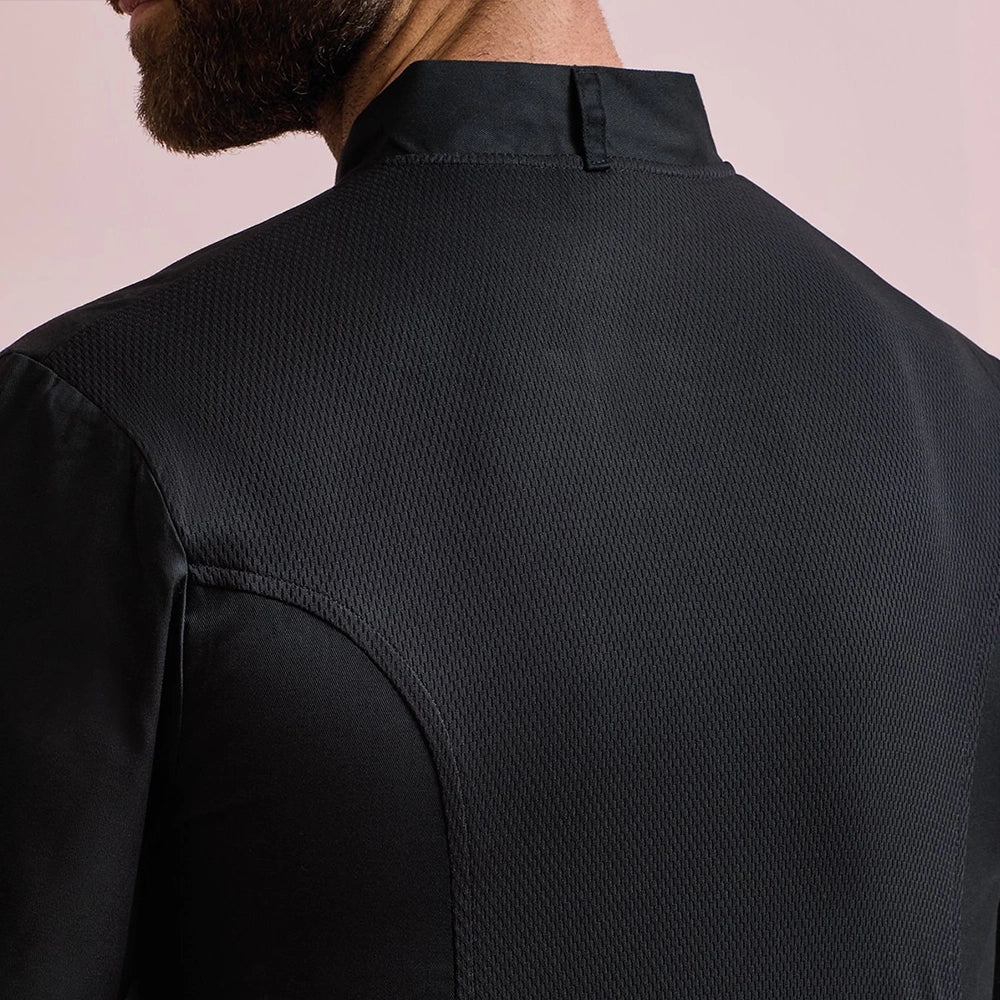 close up back view of Coolchecker® Short Sleeve Chef's Jacket