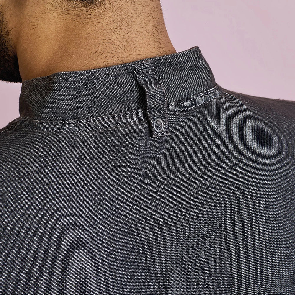 back neck detail of Premier Short Sleeve Zipped Chef's Jacket