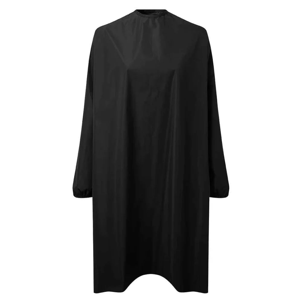 Black salon gown with long sleeves