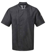 Black denim Premier Zipped chef's jacket