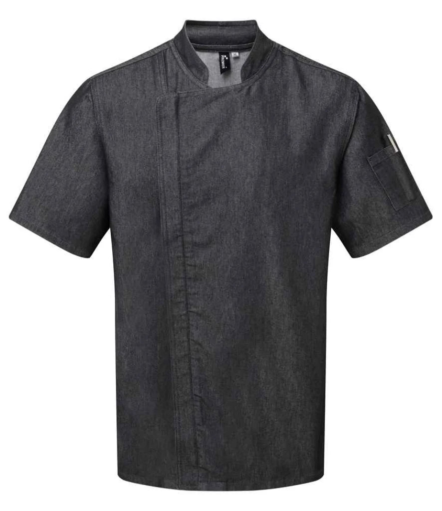 Black denim Premier Zipped chef's jacket
