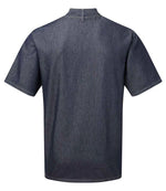 Back view of an indigo denim Premier Zipped Chefs Jacket