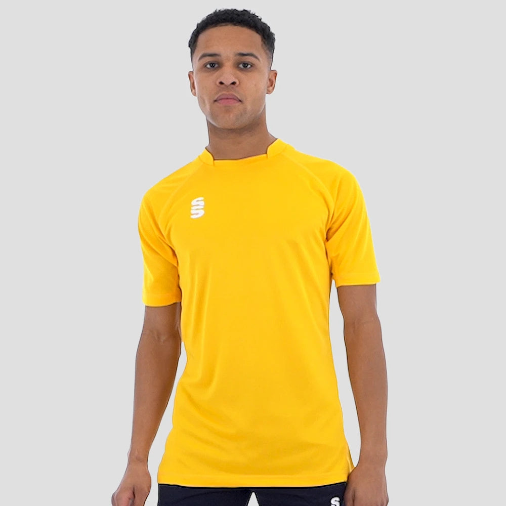 Clip of Model wearing the Stuart Surridge Dual Games Shirt in Amber