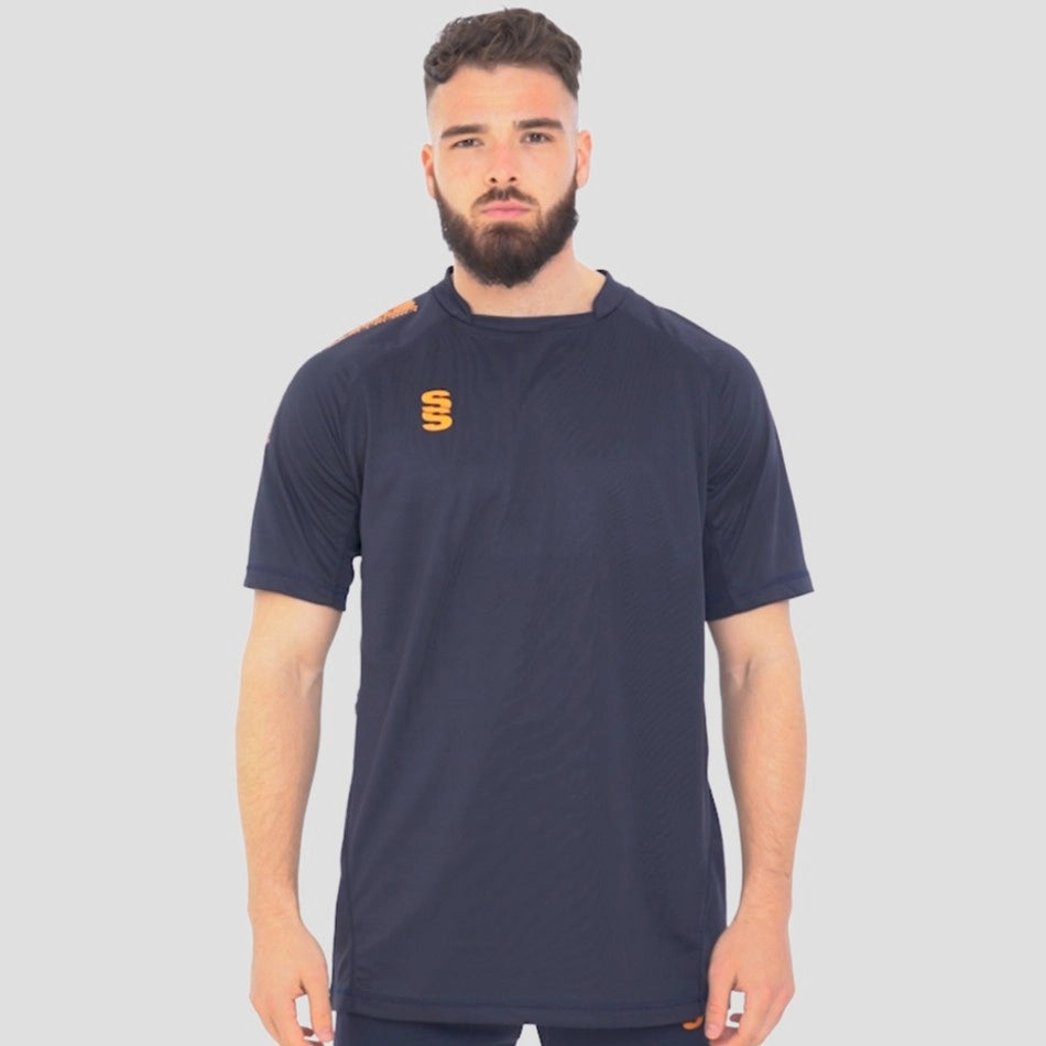 Model wearing Stuart Surridge Dual Games Shirt - Navy