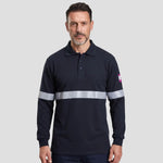 Portwest - Flame Resistant Anti-Static Long Sleeve Polo Shirt with Reflective Tape