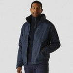 model wearing Dover Winter Jacket in navy