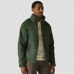 model wearing Dover Winter Jacket in bottle green