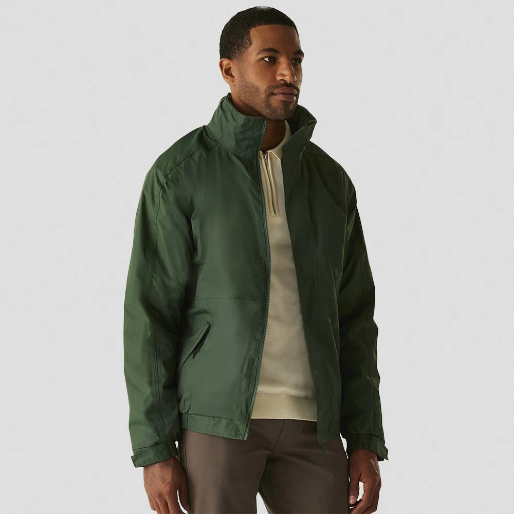 model wearing Dover Winter Jacket in bottle green