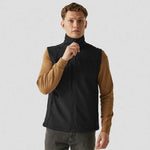 model wearing black Flux Soft Shell Bodywarmer