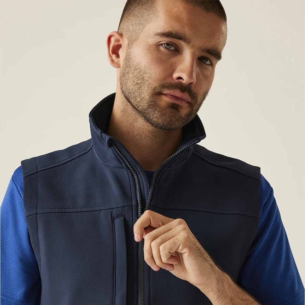 zip detail on Flux Soft Shell Bodywarmer