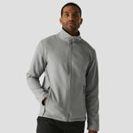 Model wearing the RG371 Regatta Ascender Two Layer Soft Shell Jacket in Mineral Grey