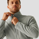 Model wearing the Regatta Ascender Fleece Jacket in Mineral Grey - Close-up