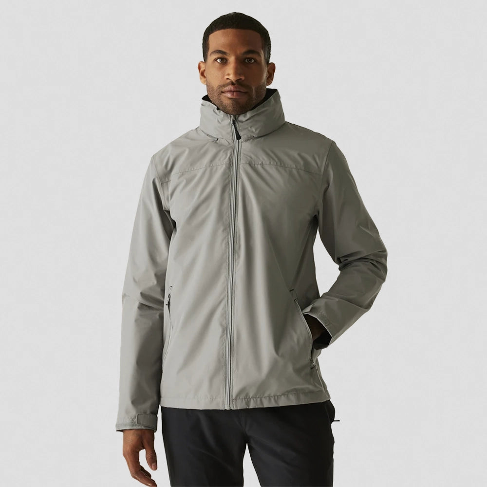 model wearing mineral grey Regatta RG374 (TRW532) Ascender Waterproof Shell Jacket