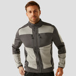 Model wearing the RG382 Regatta E-Volve Unisex Knit Effect Midlayer Top in Ash / Mineral Grey