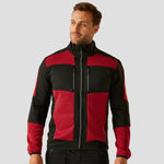Model wearing the RG382 Regatta E-Volve Unisex Knit Effect Midlayer Top in Red / Black