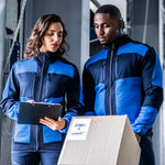 Models wearing the RG382 Regatta E-Volve Unisex Knit Effect Midlayer Top in Strong Blue / Navy
